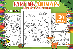 Cute Farting Animals Coloring Book