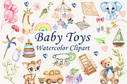Baby Toys Watercolor Clipart, an Object Illustration by BarvArt (Thumbnail 1 of 6)