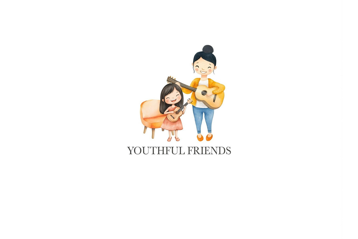 Youthful Friends Watercolor PNG, an Illustration by CharmClipart (Photo 8 of 8)