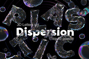 3D Letters Set. Liquid Plastic