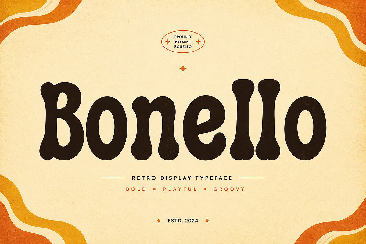 Bonello – Retro Groovy Display Font, a Slab Serif Font by Wow Magic (Photo 1 of 4)