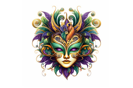 A colorful mask with feathers on a, an Abstract Photo by tilialucida