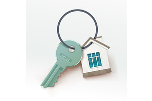 keychain key and home icon on white, an Object Illustration by IfH