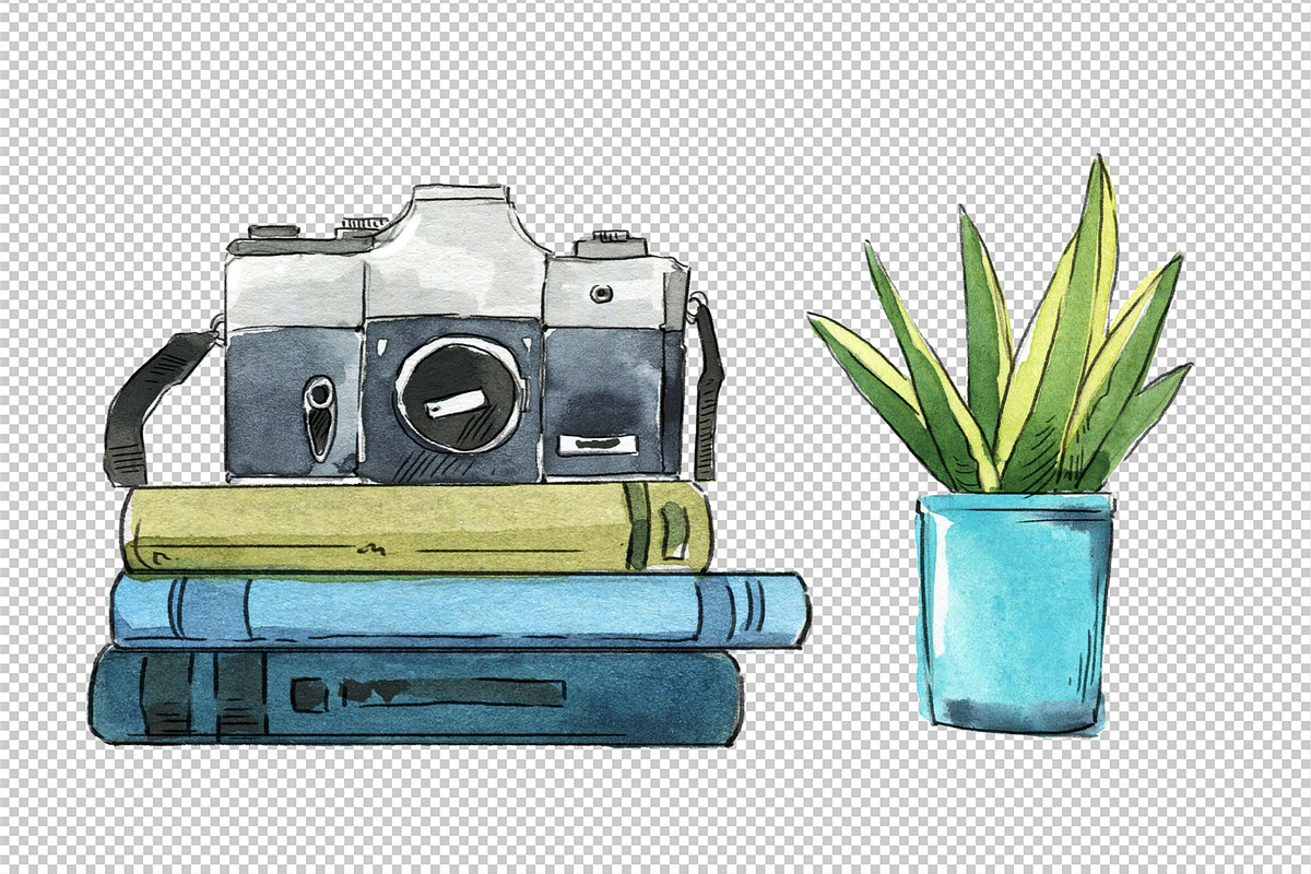 watercolor bookshelf with books set, a Decorative Illustration by Kamenuka (Photo 4 of 4)