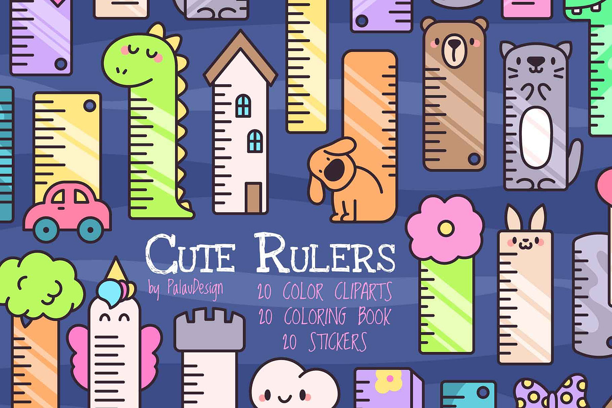 Cute Kawaii Rulers School, an Education Illustration by Palau (Photo 1 of 12)