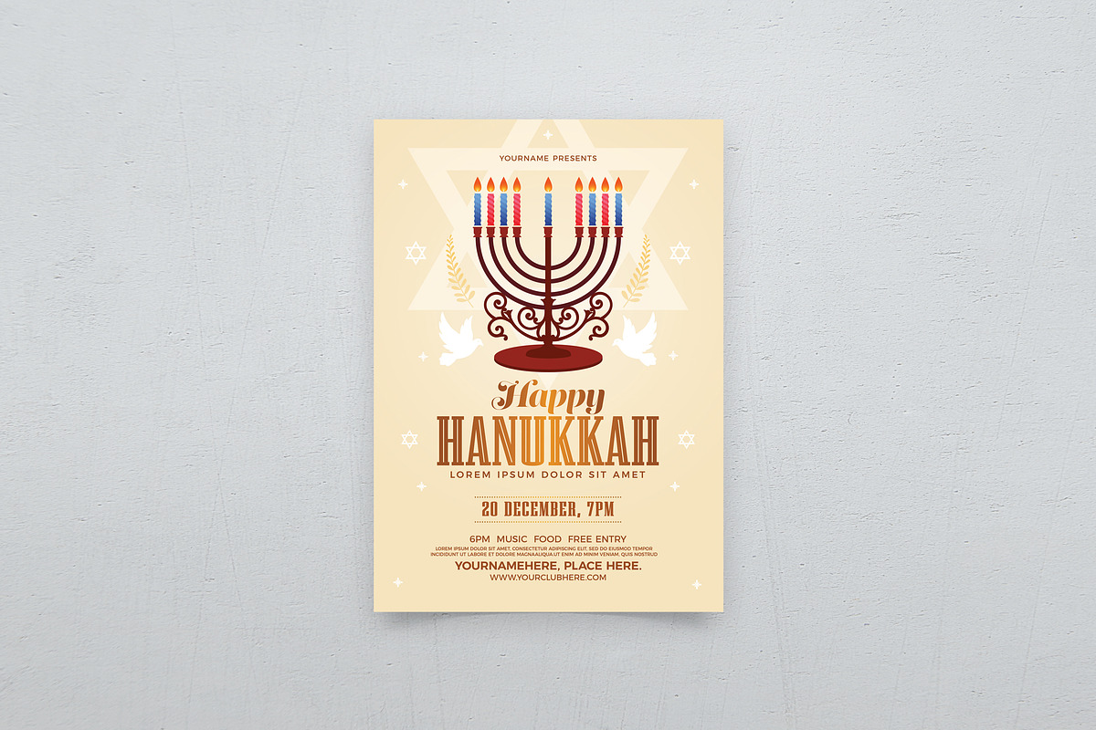 Hanukkah Flyer Template, a Flyer Template by DesignWorkz