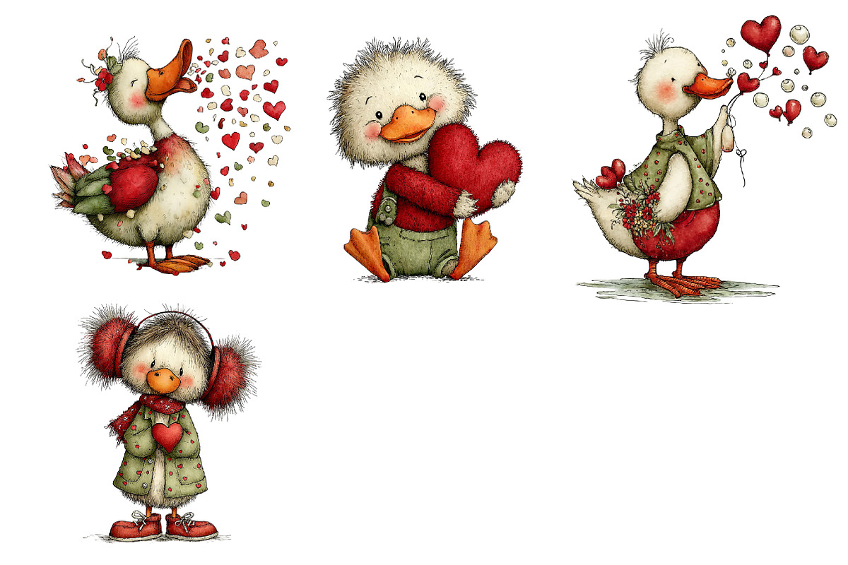 Whimsical Valentines Duck Clipart, an Illustration by Dream Creation (Photo 7 of 7)