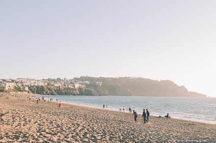 Beach goers san francisco stock photo containing beach and baker beach, a Nature Photo by Friendly Design Co