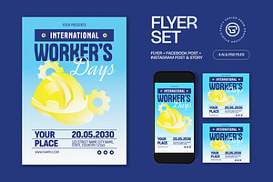 International Work Day Flyer Set, a Flyer Template by graphicook