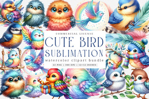 Watercolor Cute Bird Sublimation PNG, an Illustration by SinaCreation