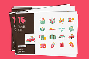 Travel Icon Set, a Solid Icon by shin_std