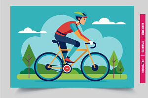 Cyclist rides in park, an Illustration by Tanuart