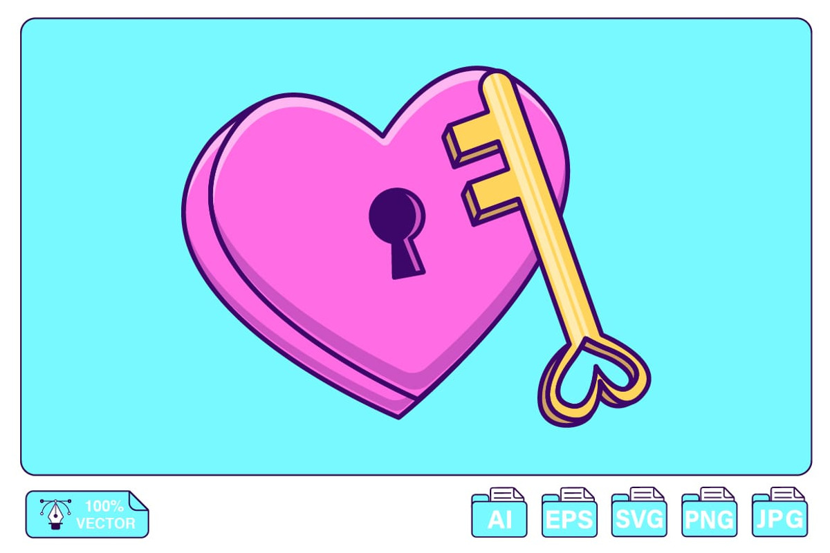 Love Key Cartoon Vector, an Object Illustration by Artstorystudio (Photo 1 of 3)
