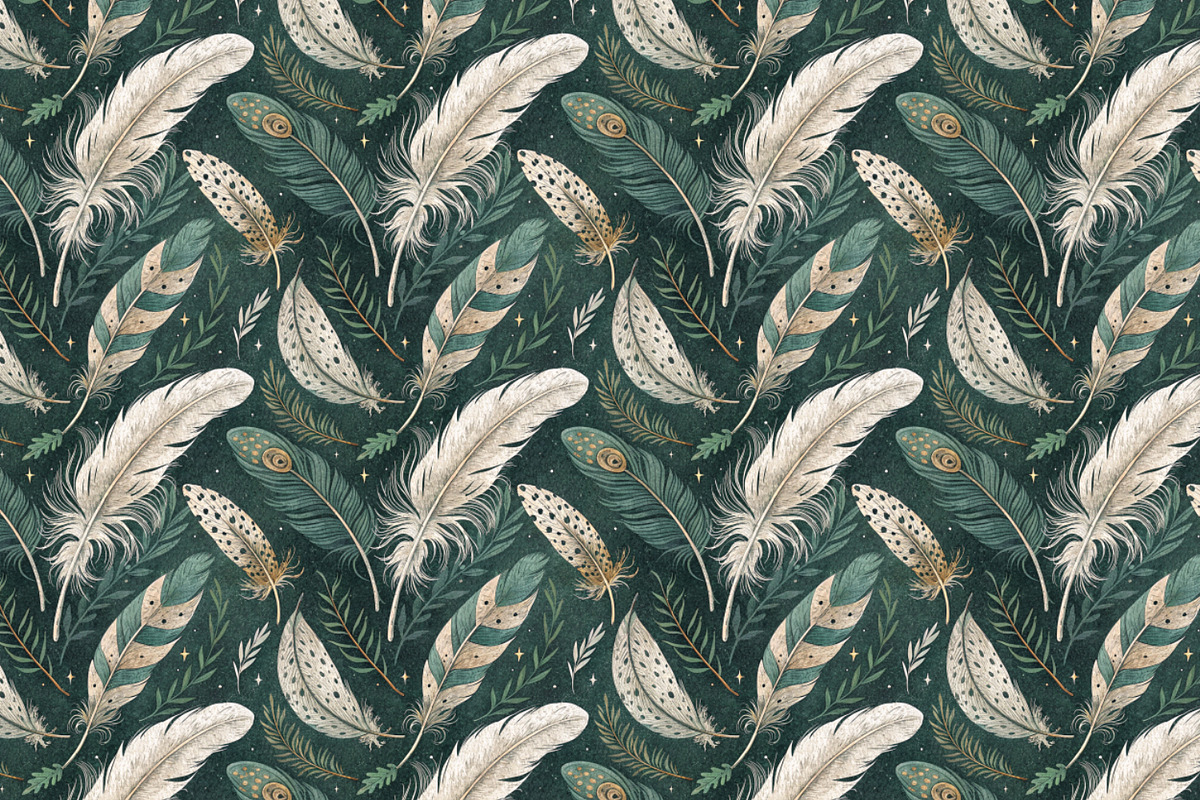 Seamless Patterns Ethereal Feathers, a Pattern Graphic by Designs by Helen Trupak (Photo 8 of 8)