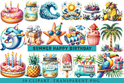 Summer Happy Birthday Clipart, an Illustration by cherrydesign (Thumbnail 1 of 6)