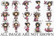 Whimsical Spring Girl Clipart Bundle, an Illustration by Canvas Craft (Thumbnail 3 of 7)
