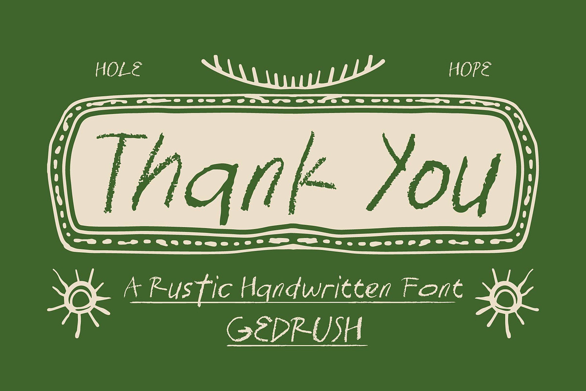 Gedrush | Rustic Handwritten Font, a Handwritten Font by Hole Hope Design
