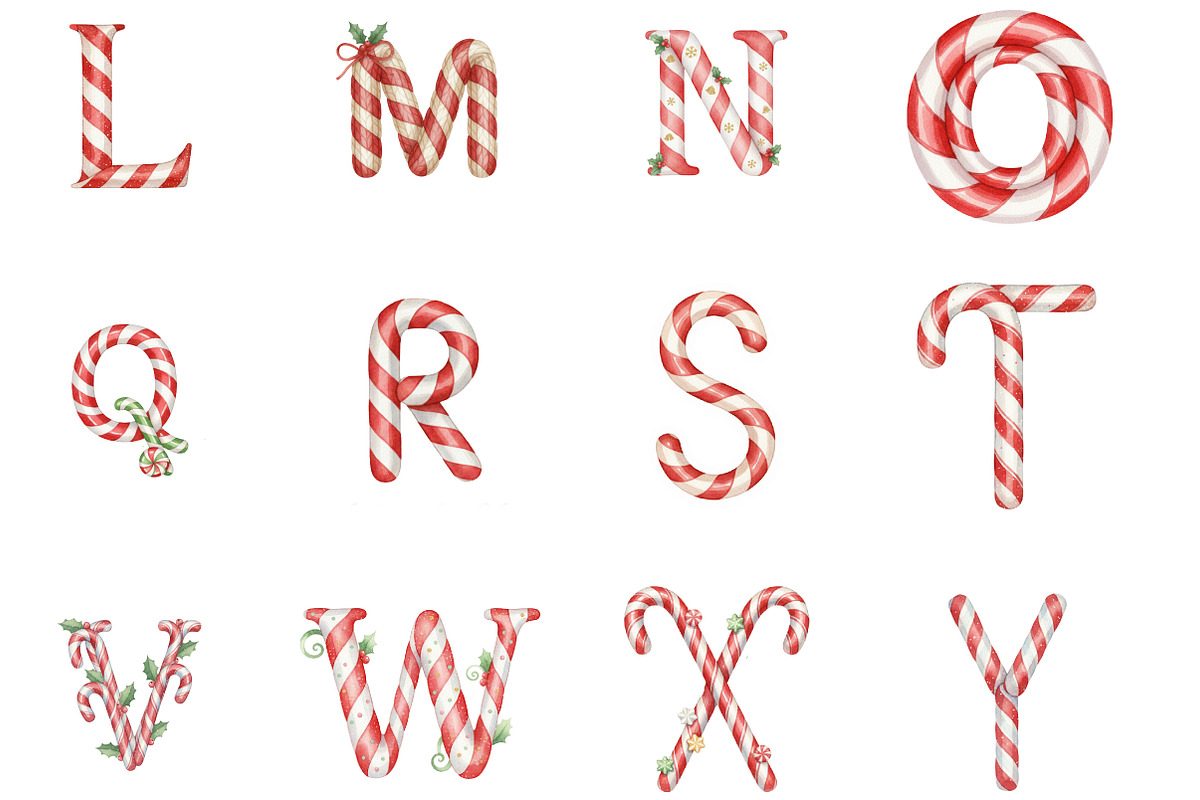 Candy Cane Christmas Alphabet, an Illustration by Designking (Photo 3 of 5)