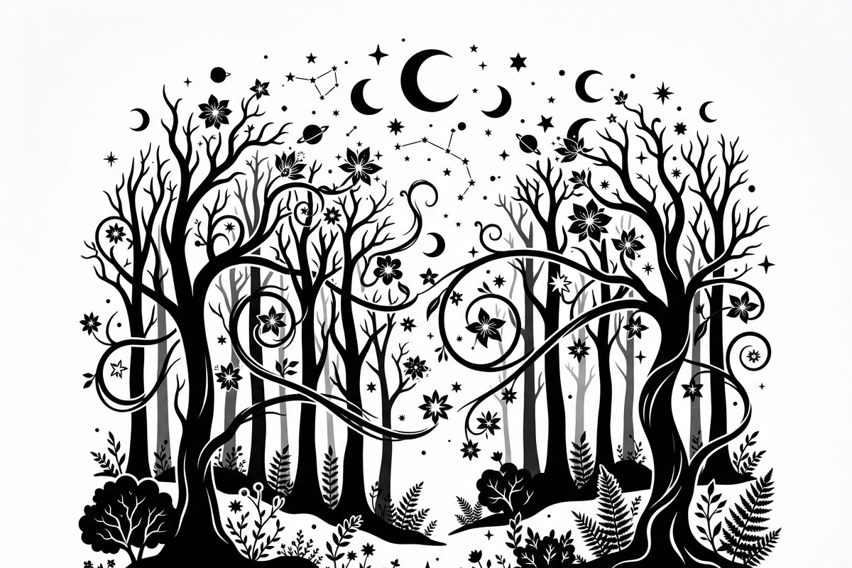 50 Mystical Galaxy Forest Silhouette, a Technology Illustration by Amazin_art (Photo 2 of 34)