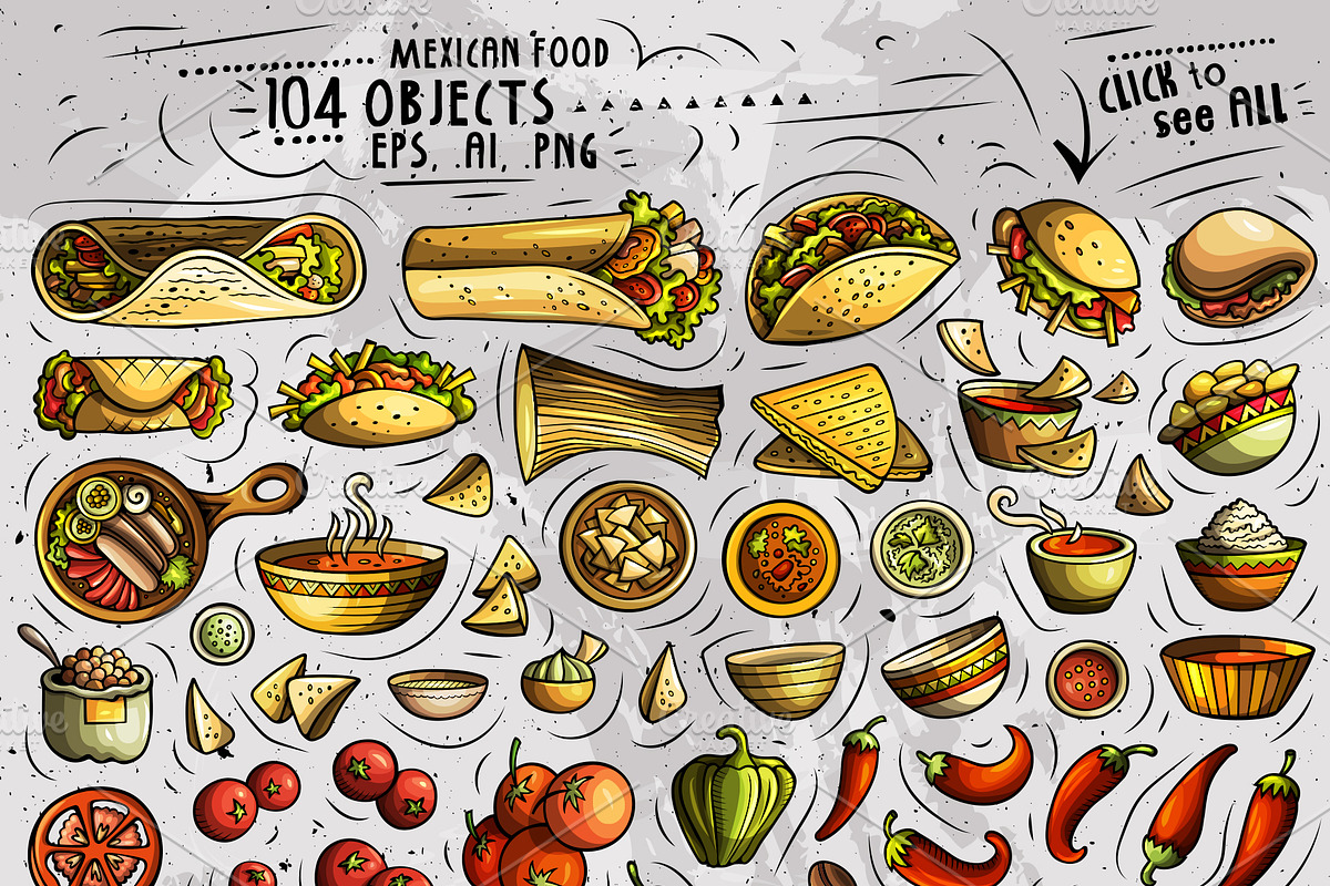 Mexican Food Cartoon Objects Set, an Object Graphic by BALABOLKA (Photo 2 of 4)