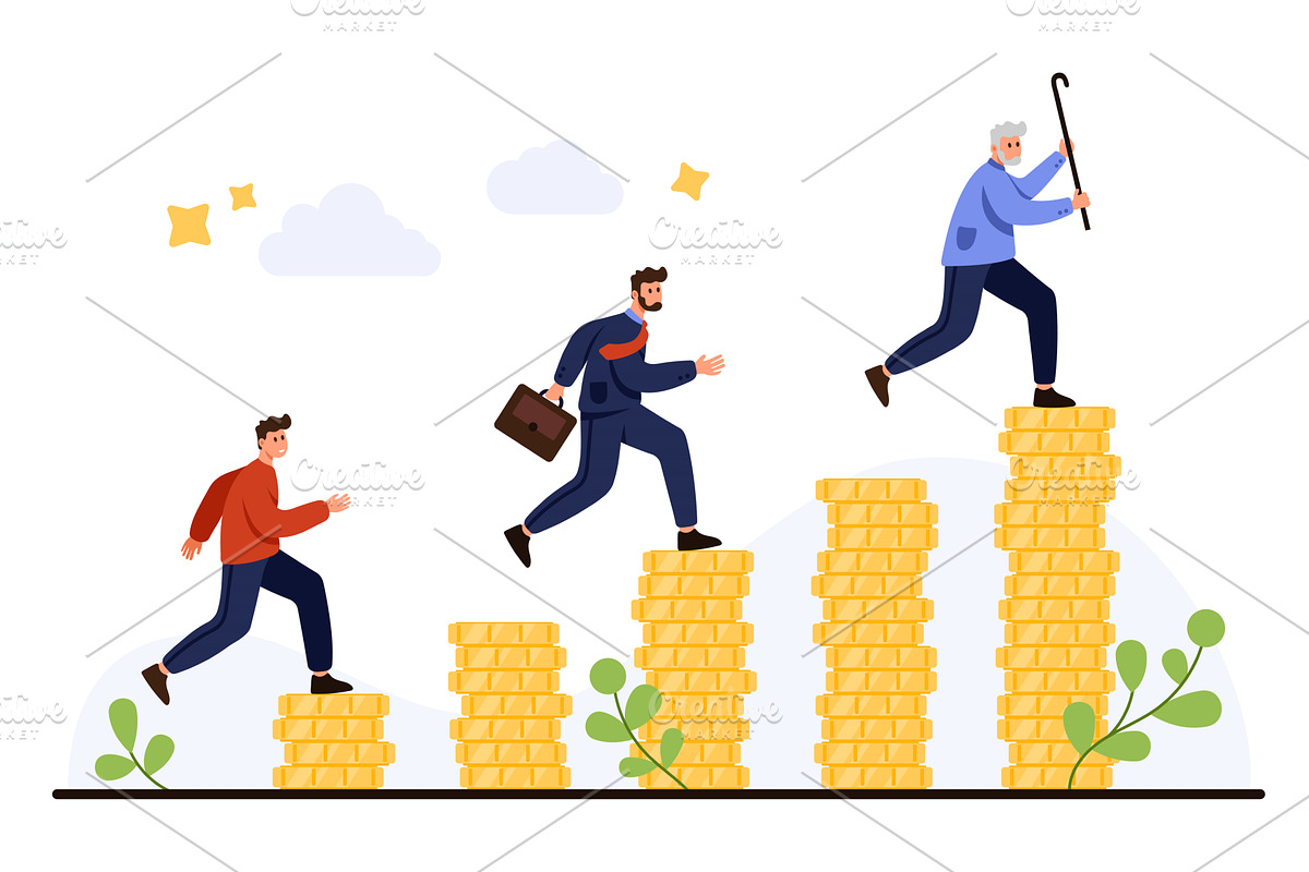 Income and Savings Growth Across, a Finance Illustration by Flashvector