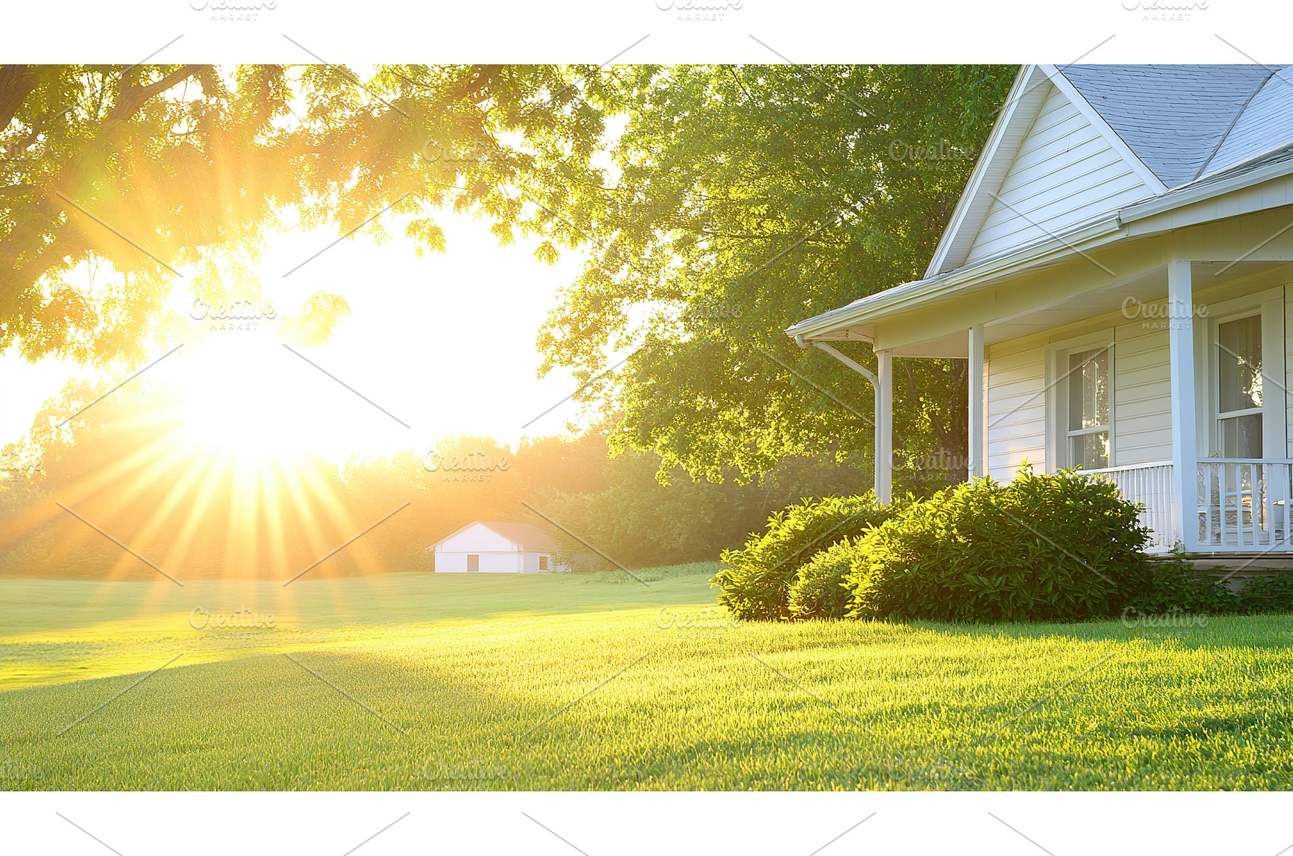 Sunlight streaming across lawn and, a Nature Photo by Lermont51