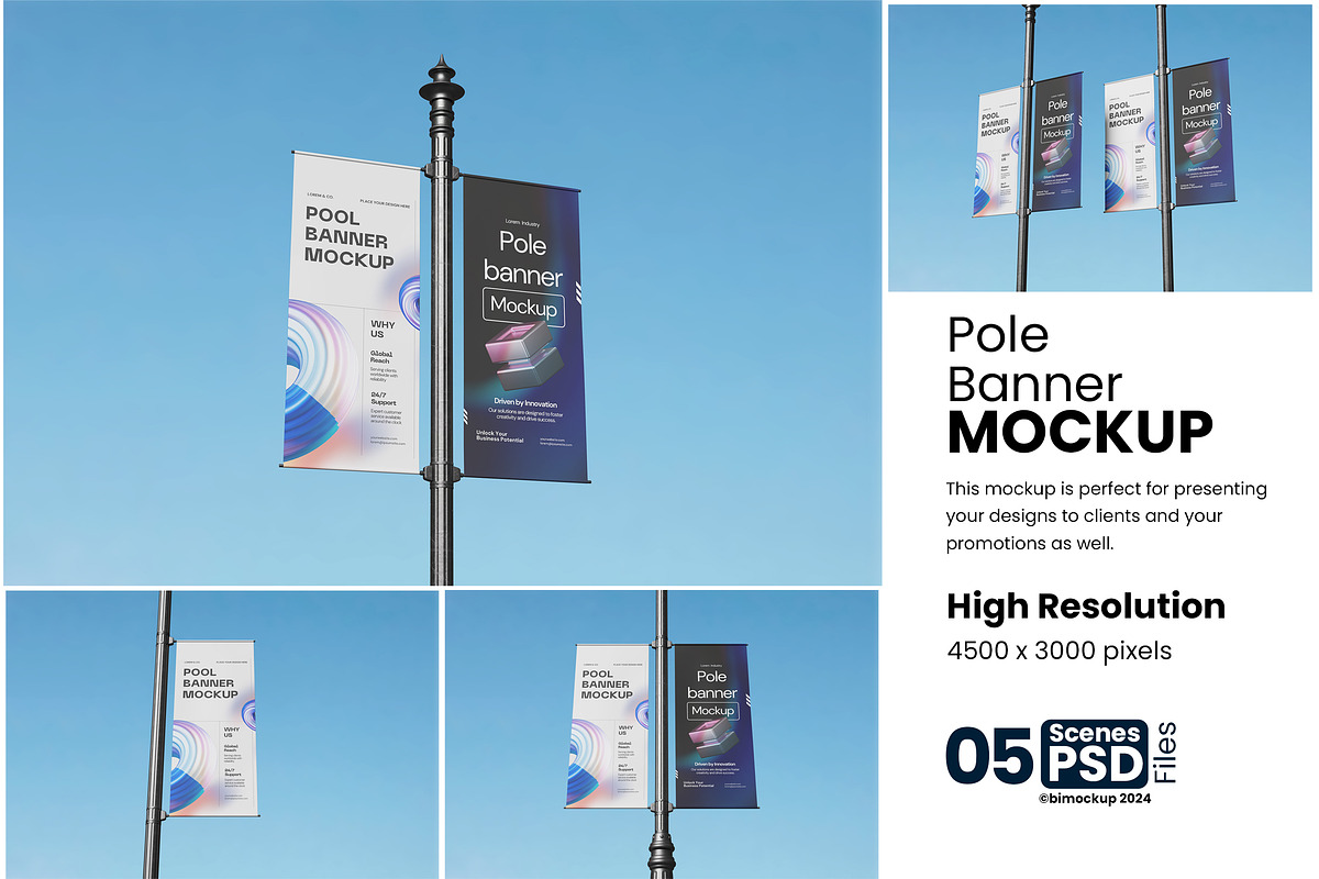 Pole Banner Mockup, an Advertising Mockup by bimockup (Photo 1 of 6)