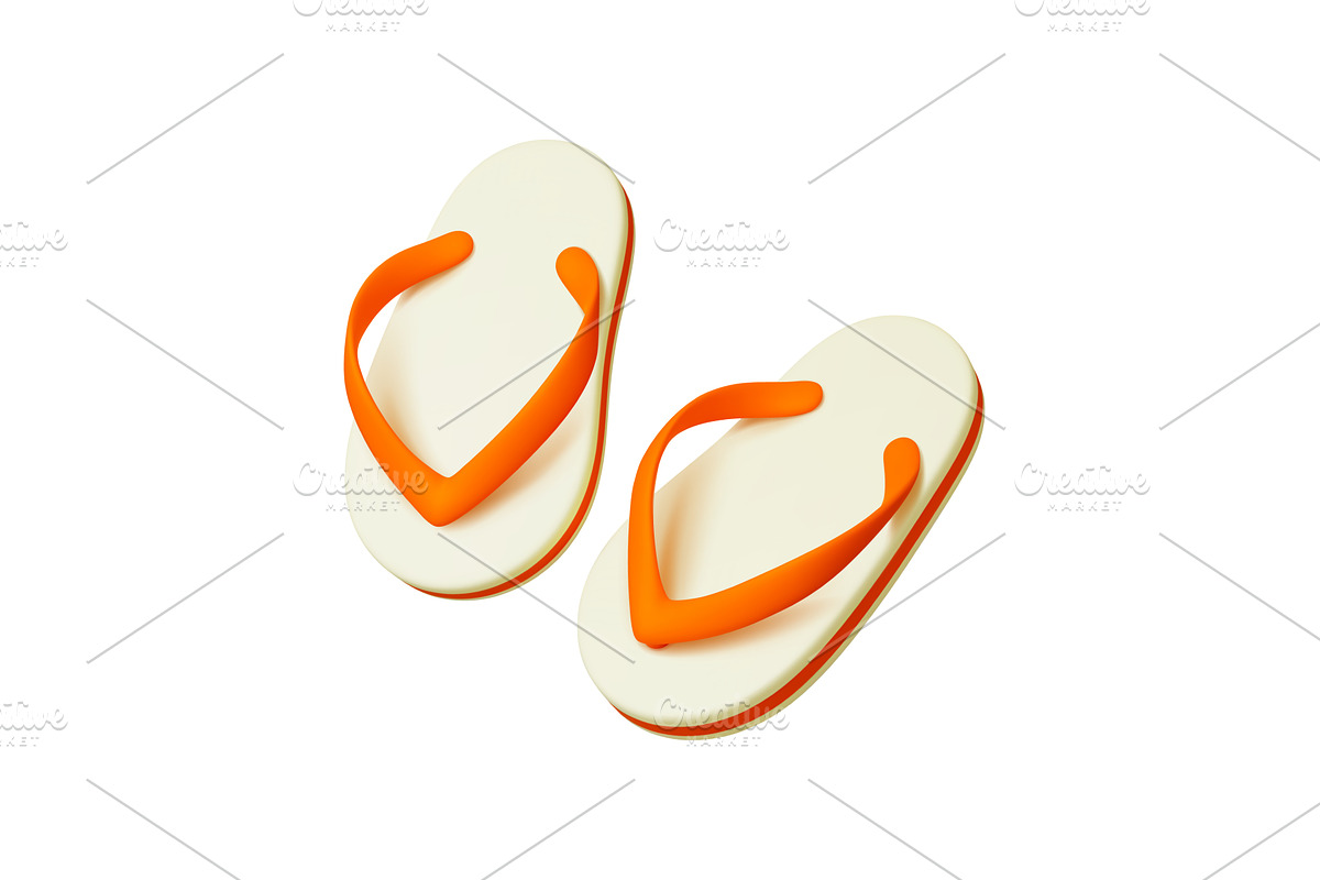 Realistic 3d flip flops. Stylish, an Object Illustration by Valerie Bodnar