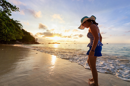 Girl on the beach containing beach, girl, and sea, a Person Photo by yongkiet jitwattanatam