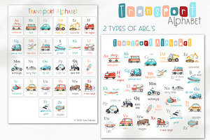 Watercolor Transport Alphabet