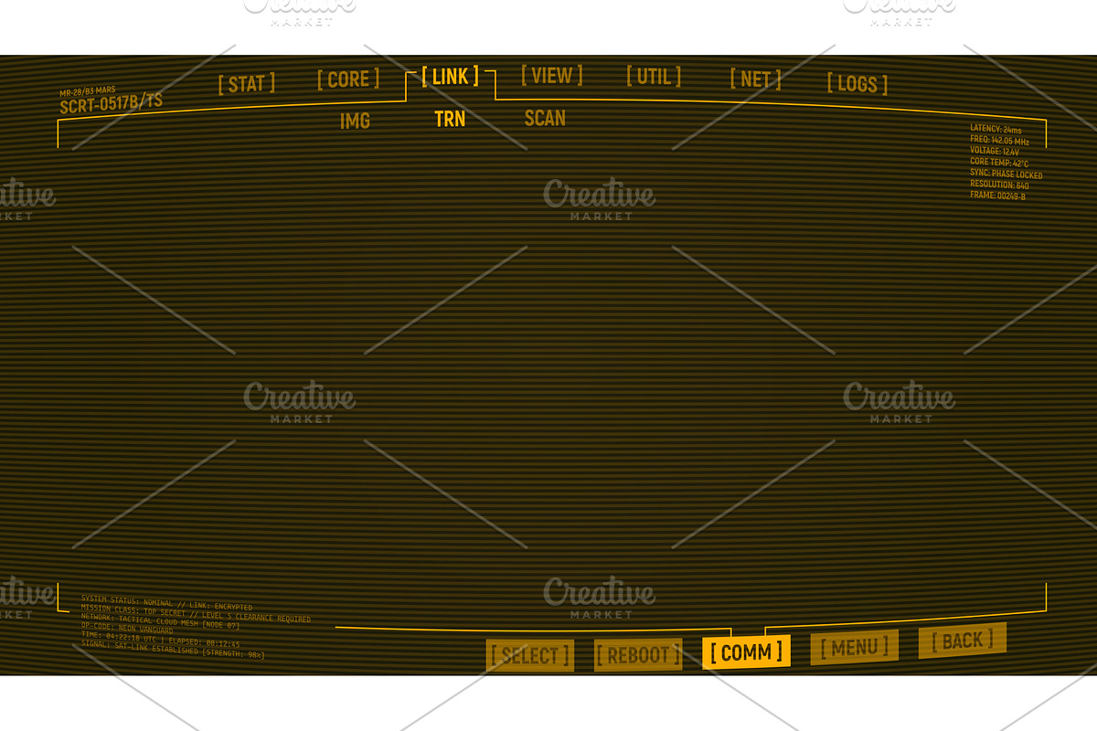 Retro futuristic amber UI overlay, a Technology Illustration by SkyVectors