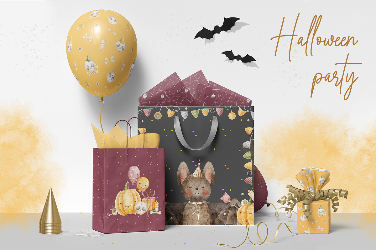 Halloween Bats watercolor clip art, an Illustration by Nastya Brekhova (Photo 4 of 14)