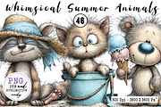 Whimsical Summer Animals Clipart, an Animal Illustration by CreationArt (Thumbnail 1 of 7)