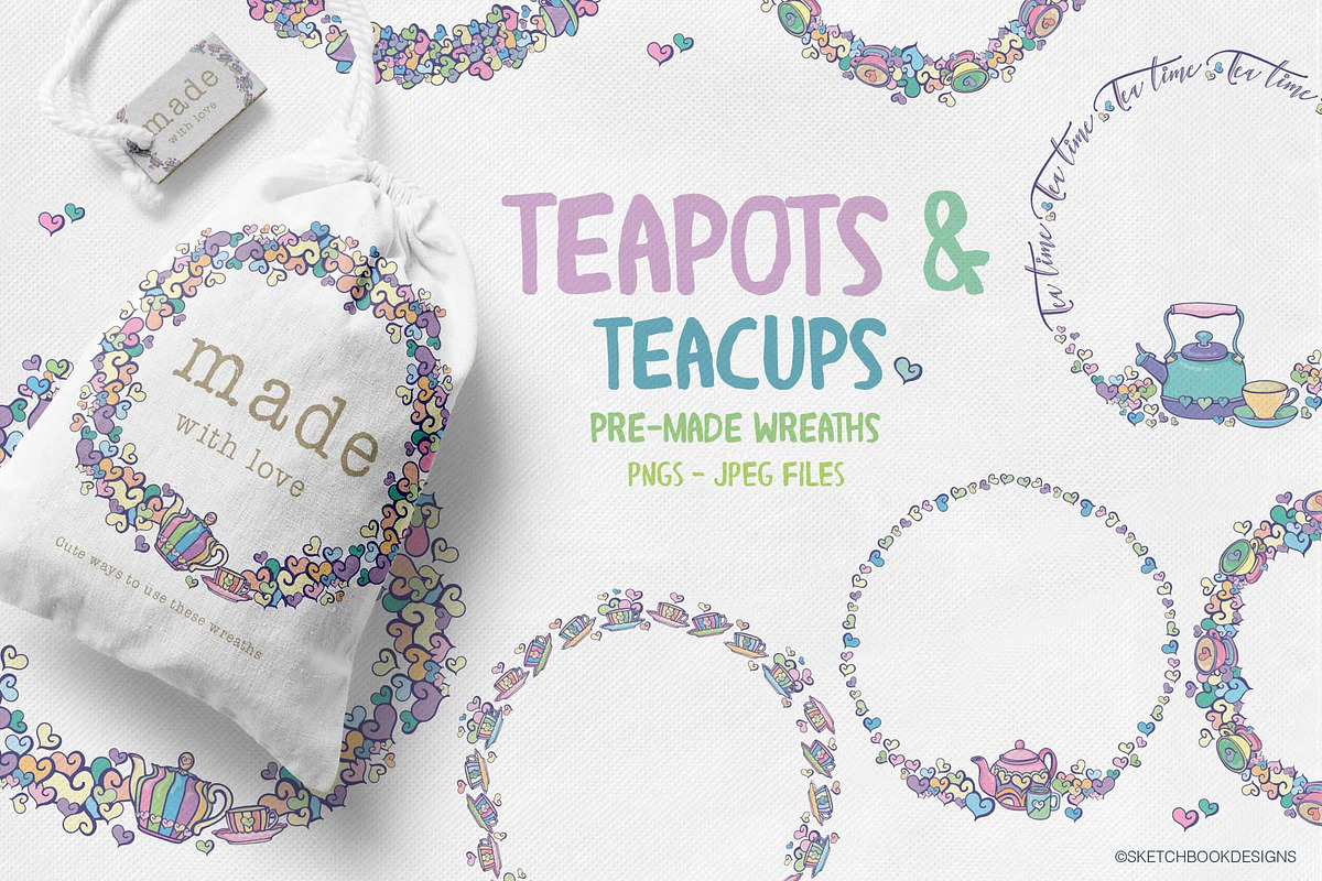 Teapots & Teacups Design Set, an Illustration by Sketchbook Designs (Photo 3 of 13)