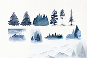 Winter forest watercolor clipart, an Animal Illustration by Color Hugs Art (Thumbnail 2 of 10)
