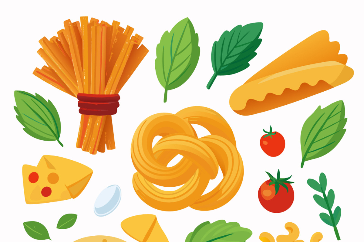 Fresh ingredients for pasta, a Food Illustration by SouravDesign (Photo 3 of 3)