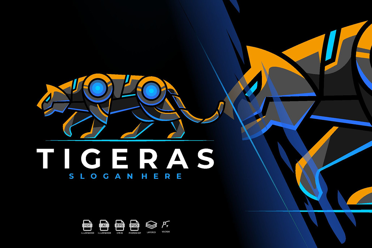 Modern Mecha Robotic Tiger Logo, a Branding & Logo Template by Rupture (Photo 1 of 3)
