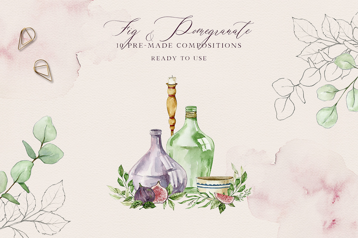 FIG & POMEGRANATE watercolor/pencil, a Decorative Illustration by long summer (Photo 6 of 14)