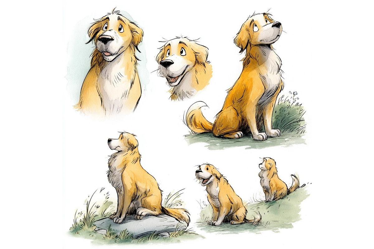 Prompt Watercolor Cute Dog Clipart, a Decorative Illustration by Creative design (Photo 2 of 7)