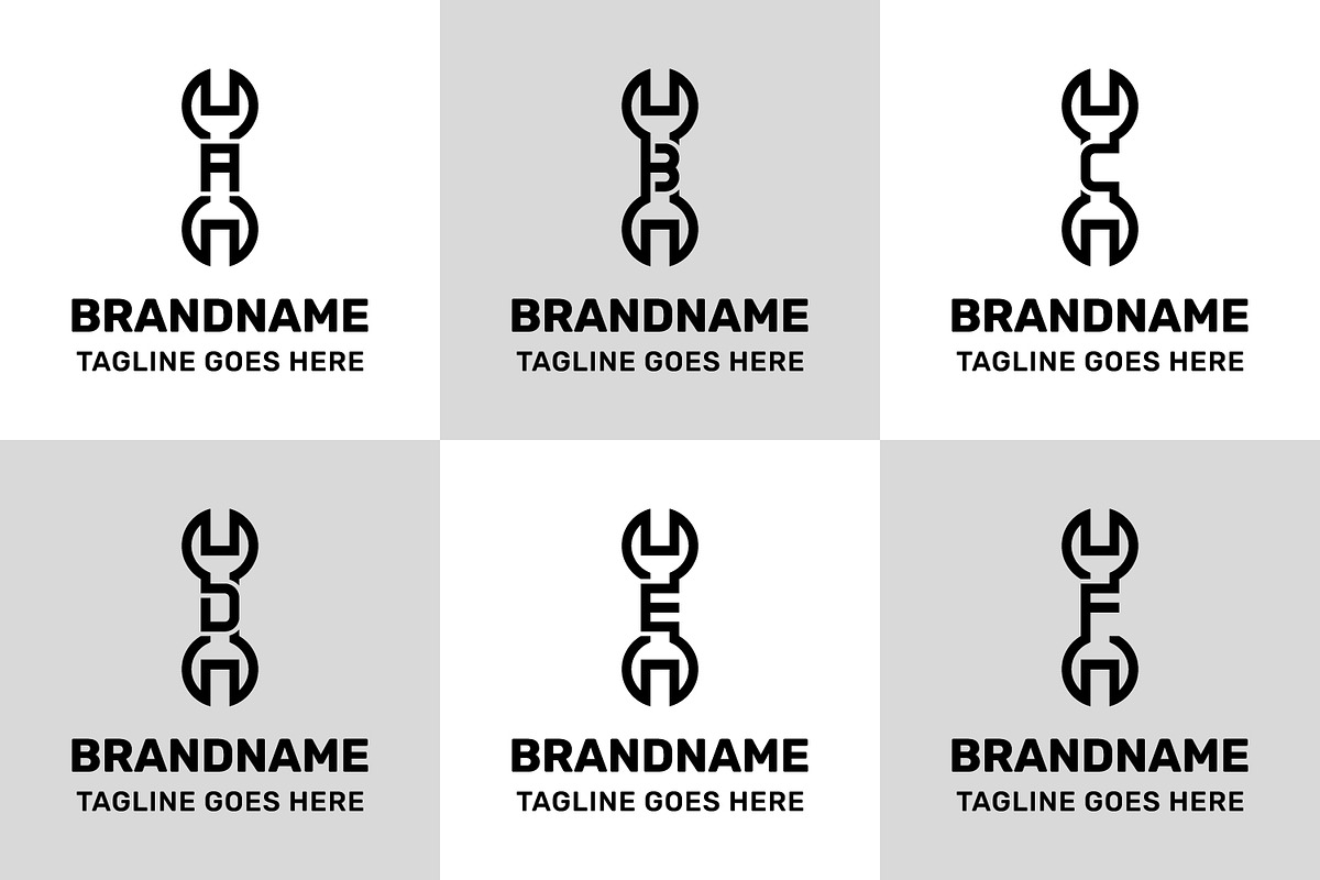 Letter A B C D E F Wrench Logo, a Branding & Logo Template by Pray Art Design Studio (Photo 1 of 2)
