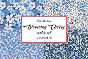 Blooming cherry.Vector set 4 pattern, a Pattern Graphic by GALAKAM (Thumbnail 1 of 6)