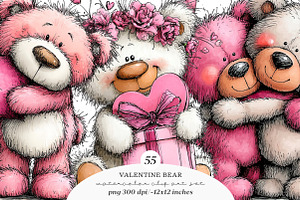 Whimsical Valentine's Day Clipart, an Illustration by SinaCreation