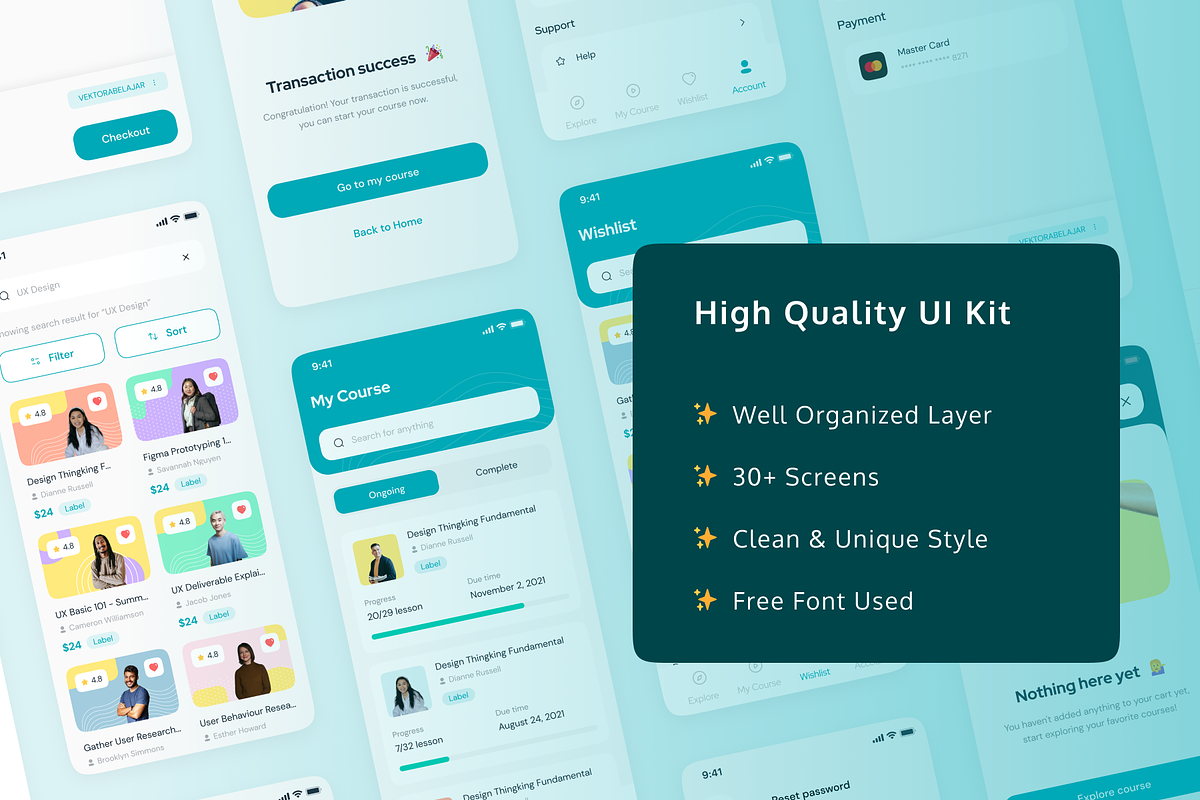 Secoola - Course Mobile Apps UI KIT, an App Template by Vektora Studio