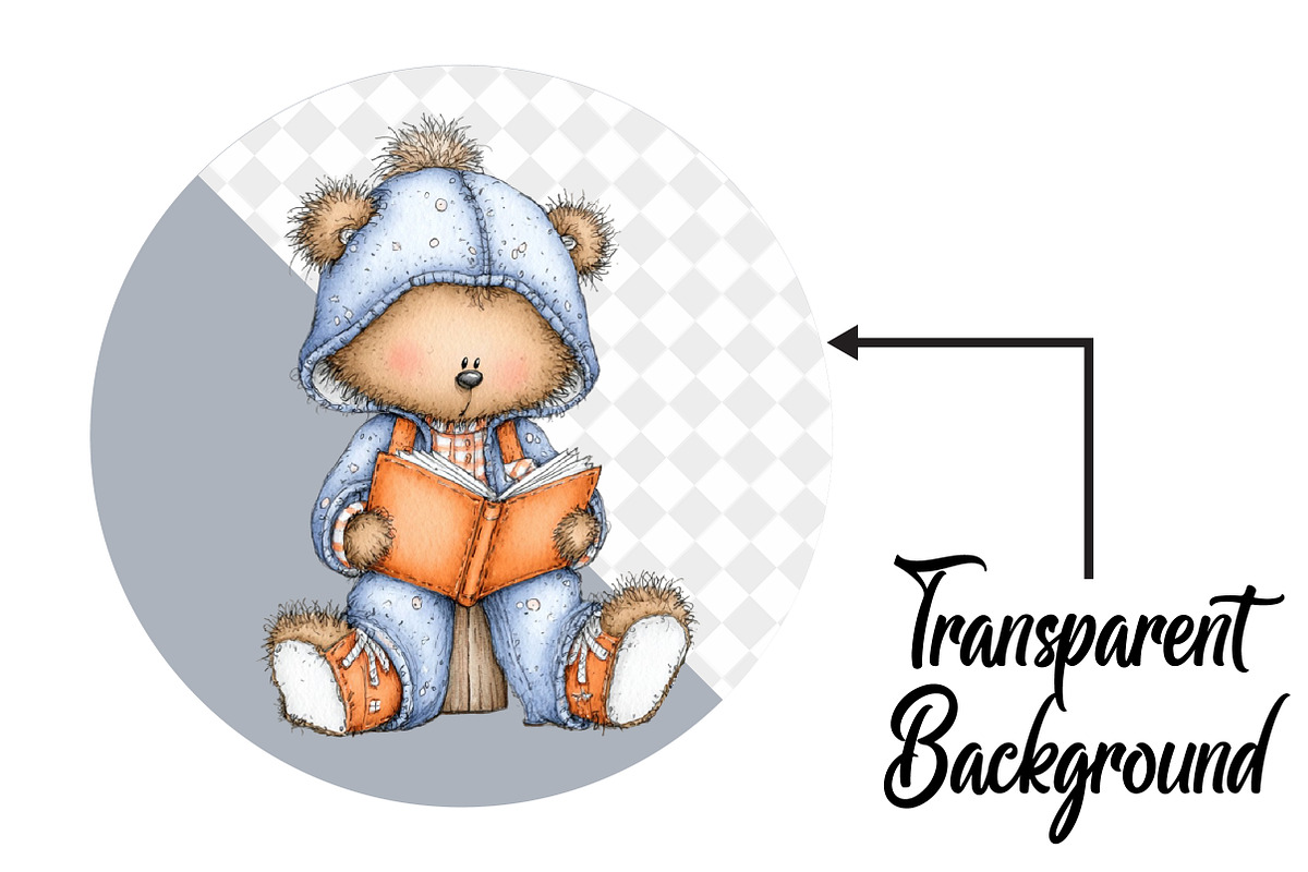 Whimsical Cute Teddy Bear Clipart, an Illustration by Pixels.Craft (Photo 2 of 6)