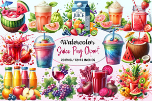 Juice Watercolor Clipart, a Graphic by CitraGraphics