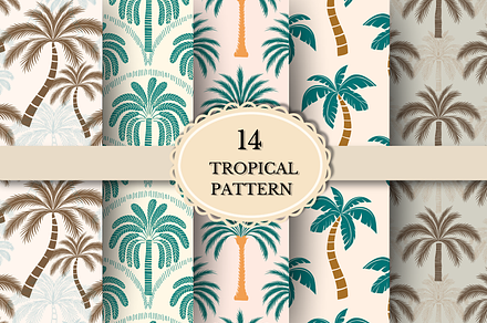 Tropical Palm Tree Seamless Patterns, a Pattern Graphic by wind mill