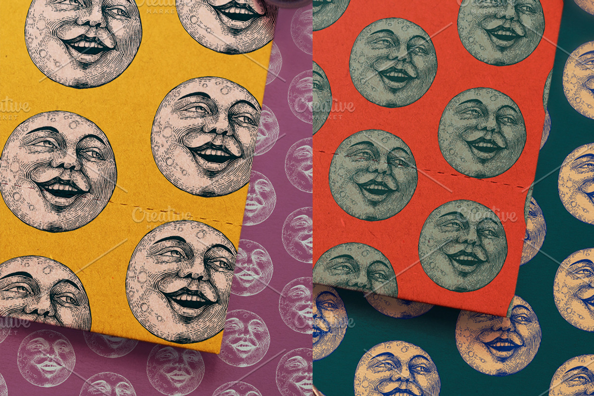 Moon Face Graphic & Patterns, a Decorative Illustration by ZiziMarket (Photo 3 of 5)