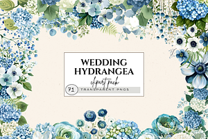 BLUE WHITE HYDRANGEA WEDDING PNG