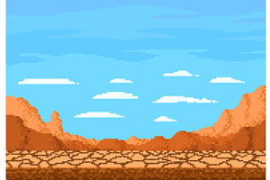 Pixel Art Desert Landscape