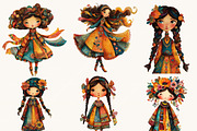 Whimsical Quirky Girl Clipart Bundle, a Person Illustration by BusyDaydesign (Thumbnail 4 of 9)